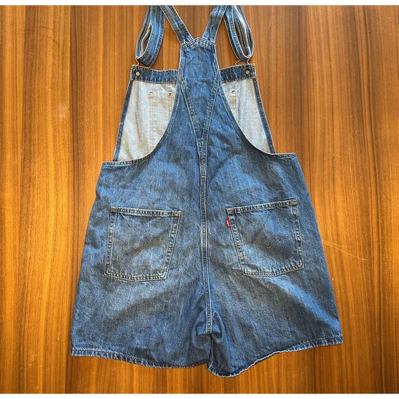 Levi's Two Horse Denim Short Overalls, Medium tone, Size Large - Picture 2 of 8
